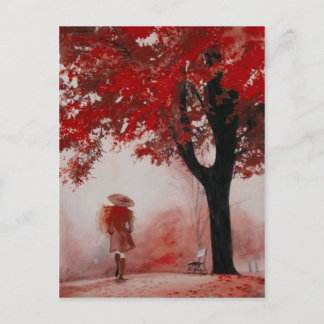 Cartão Postal menina do outono