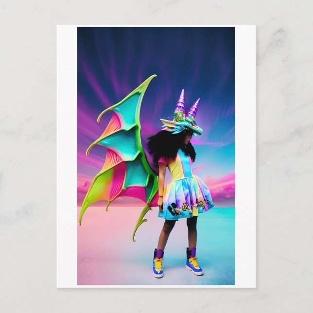 Cartão Postal Menina Dragão (Frente)