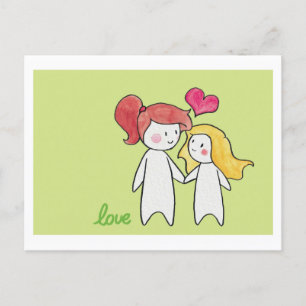 Cartão Postal menina e amor feminino