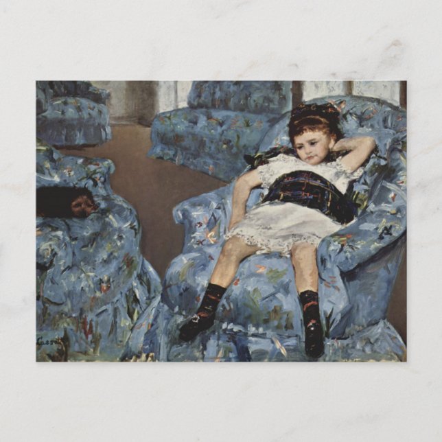Cartão Postal Menina em uma cadeira azul, Mary Cassatt (Frente)
