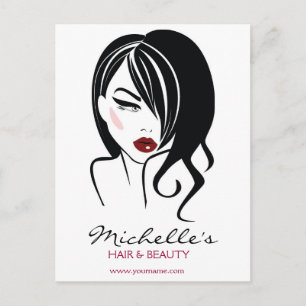 Cartão Postal Menina encantadora com cabelos ondulados Ícone de 