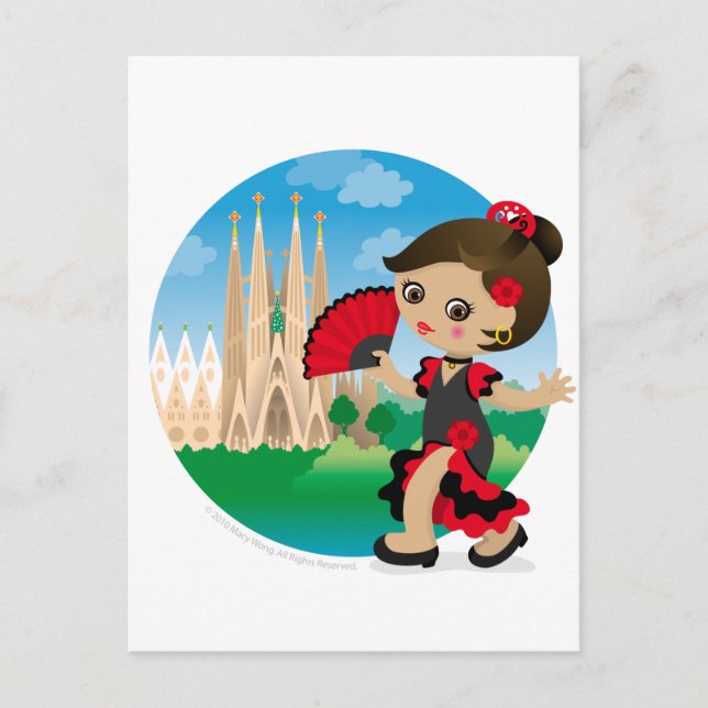 Cartão Postal Menina espanhola (Frente)