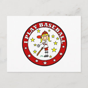 Cartão Postal Menina Eu Jogo Beisebol Camisetas e Presentes