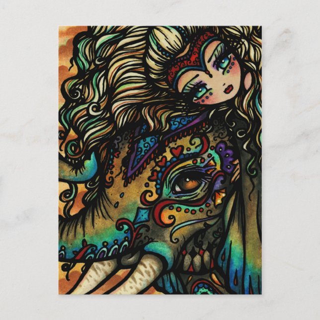 Cartão Postal Menina feericamente da arte da fantasia do (Frente)