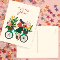 Menina Fofa Andando de Bicicleta c Flores OBRIGADO