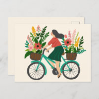Menina Fofa Andando de Bicicleta com Flores Person