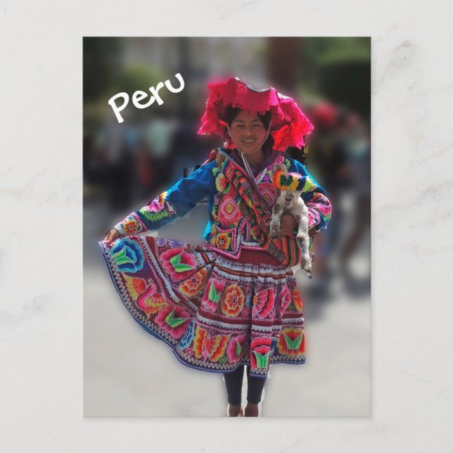 Cartão Postal Menina Inka em Arequipa Peru (Frente)
