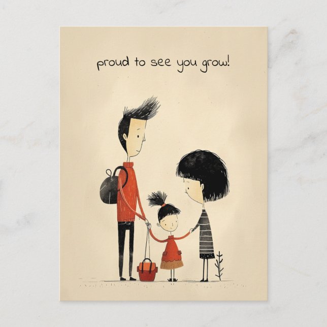 Cartão Postal Menina, mãe e pai (Frente)