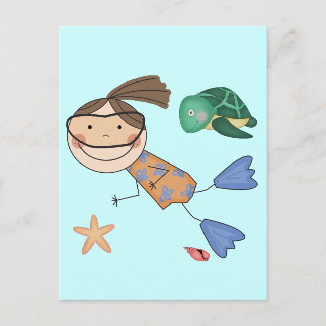 Cartão Postal Menina Nadando T-shirts e presentes (Frente)