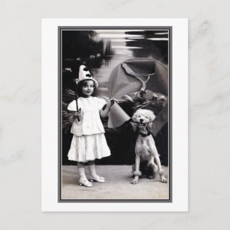 Cartão Postal Menina pequena bonito de Pierrot do vintage com