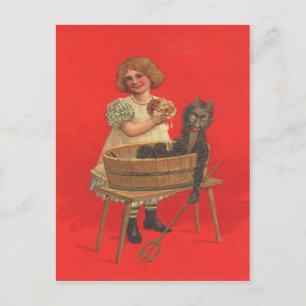 Cartão Postal Menina que limpa Krampus