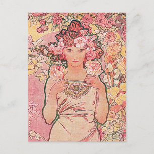 Cartão Postal Menina Rosa Rosa Rosa Rosa Chic Elegante
