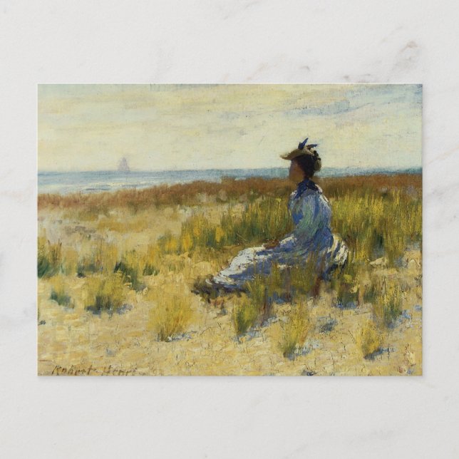 Cartão Postal Menina Sentada pelo Mar (Frente)