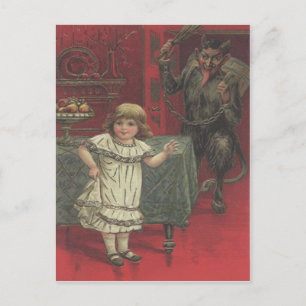 Cartão Postal Menina Vermelha do Krampus Interruptor da Sala de 