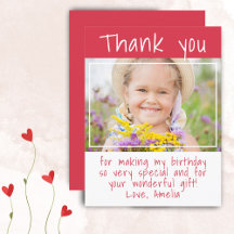 Menina Vermelha Moderna Foto Aniversário Obrigado