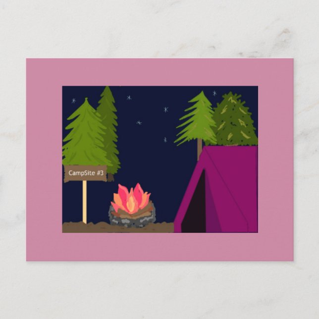 Cartão Postal Meninas acampando (Frente)