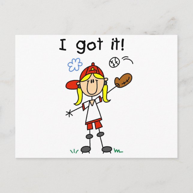 Cartão Postal Meninas Baseball Eu tenho Camisetas e presentes (Frente)