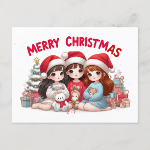 Cartão Postal Meninas bonitas desejam Feliz Natal
