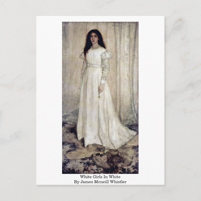 Cartão Postal Meninas brancas no branco pelo assobiador de James (Frente)