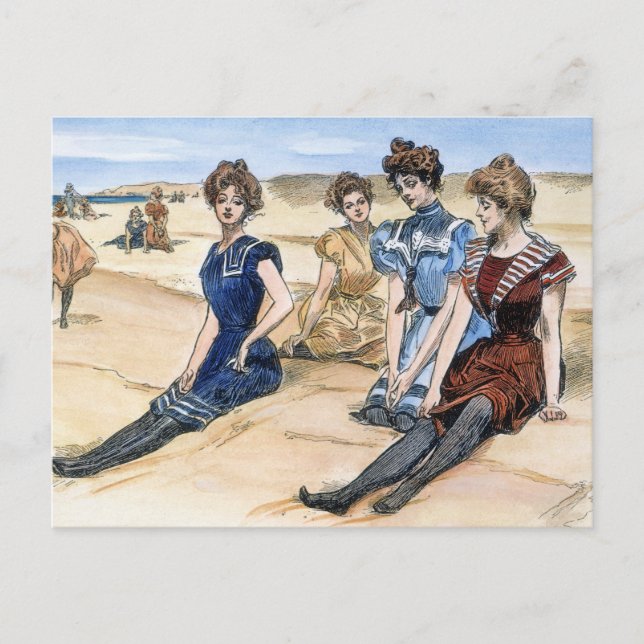 Cartão Postal Meninas de Gibson na praia, 1900 (Frente)