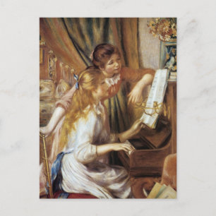 Cartão Postal Meninas no Piano
