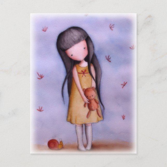 Cartão Postal Menininha bonita com cartão-postal do Urso de Tedd (Frente)