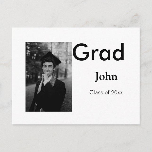 Cartão Postal menino adicionar nome data ano texto QR festa de f (Frente)