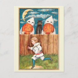 Cartão Postal Menino da Era Eduardiana Correndo de Fantasmas no