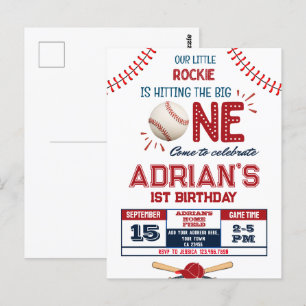 Cartão Postal Menino de 1º aniversário de beisebol