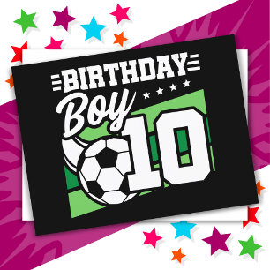 Cartão Postal Menino de 10 anos de idade Futebol Kids Aniversári