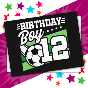 Cartão Postal Menino de 12 Anos Futebol Kids Aniversário de 12 A