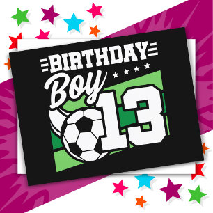 Cartão Postal Menino de 13 Anos Futebol Kids Aniversário de 13 A