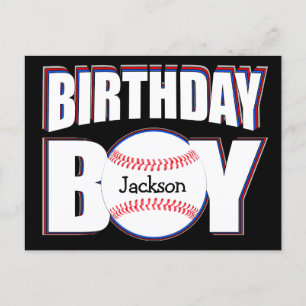 Cartão Postal Menino de Aniversário Jogador de Beisebol Nome Per