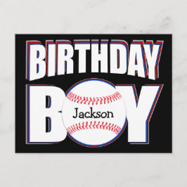 Cartão Postal Menino de Aniversário Jogador de Beisebol Nome Per