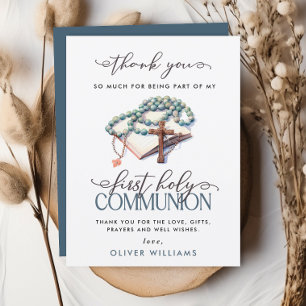Cartão Postal Menino de Aquarela Primeira Comunhão Obrigado