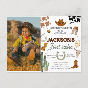 Cartão Postal Menino Meu Primeiro Rodeio foto Cowboy 1º Aniversá