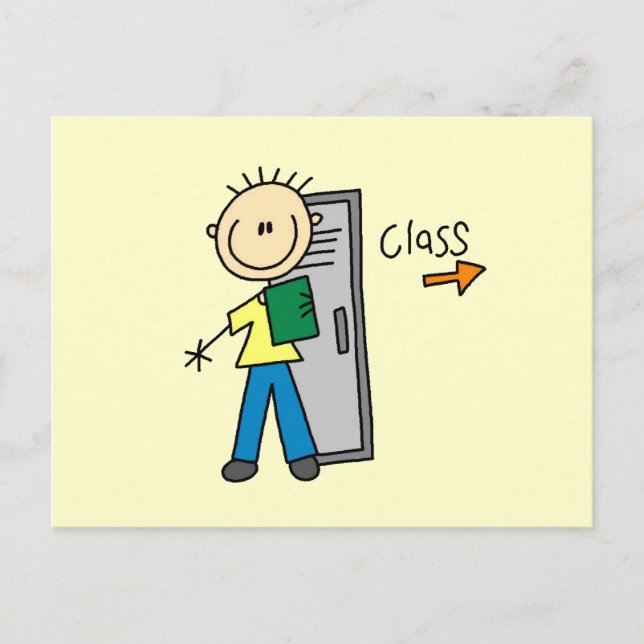 Cartão Postal Menino na Escola (Frente)