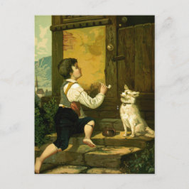 Cartão Postal Menino soprando bolhas Vintage Ilustração