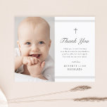 Cartão Postal Meninos modernos de elite ou meninas Baptism Obrig<br><div class="desc">O clássico cartões de agradecimentos de batismo de stripe é um cartão postal moderno e limpo, com faixas de cinza moles e uma cruz com foto na frente. A parte de trás é um postal endereçável. O tipo personalizável de cinza permite que você altere todas as informações da placa para...</div>