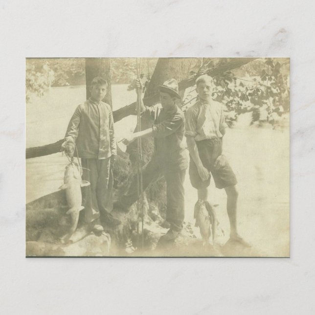 Cartão Postal Meninos pescando o rio Verde (Frente)