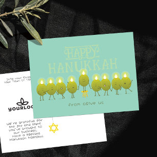 Cartão Postal Menorá de Hanukkah Azeitonas Logotipo da Empresa