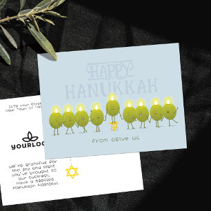 Cartão Postal Menorá de Hanukkah com Azeitonas Logotipo da Emp