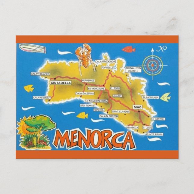 Cartão Postal Menorca Espanha Ilustrada (Frente)