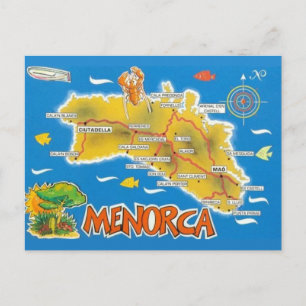 Cartão Postal Menorca Vintage Espanha Ilustrada