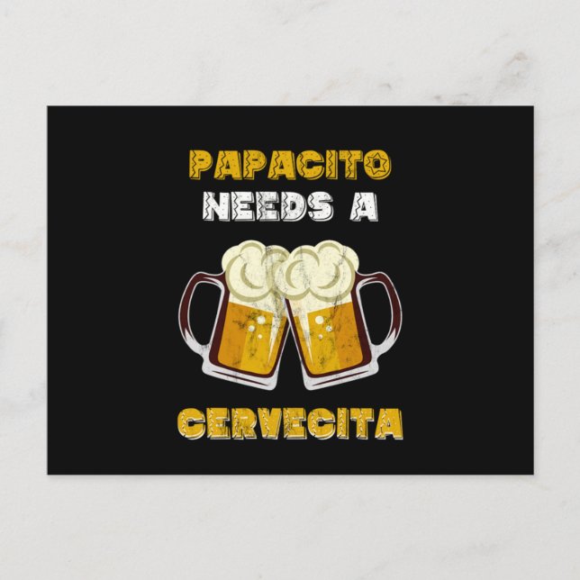 Cartão Postal Mens Spanglish Latino Cerveza Beer Papacito Funny  (Frente)