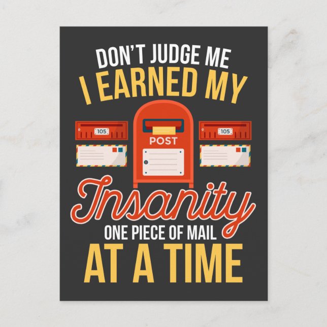 Cartão Postal Mensageiro Insano Engraçado, Carteiro Aposentado n (Frente)