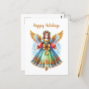Cartão Postal Mensagem adicional do Anjo de Natal Festivo