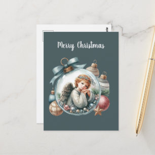 Cartão Postal Mensagem adicional do Anjo de Natal Festivo