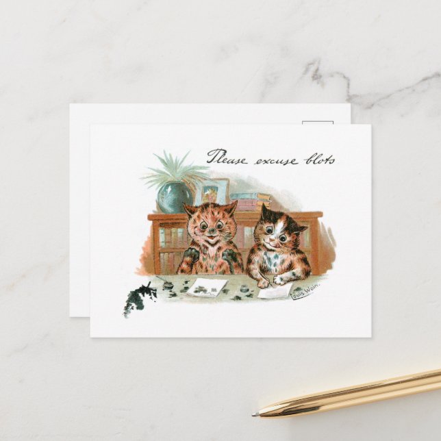 Cartão Postal Mensagem Cats de Louis Wain (Frente/Verso In Situ)