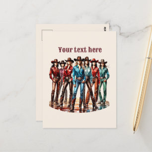 Cartão Postal Mensagem de adição de Cowboys